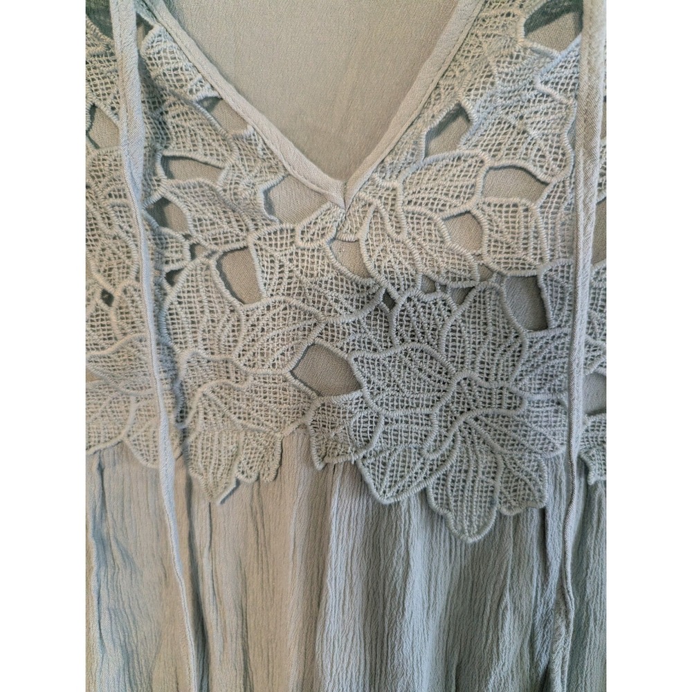 Umgee USA Women Sage Crochet Lace Babydoll Tunic Top Mini Dress Large K6138 - Picture 6 of 11